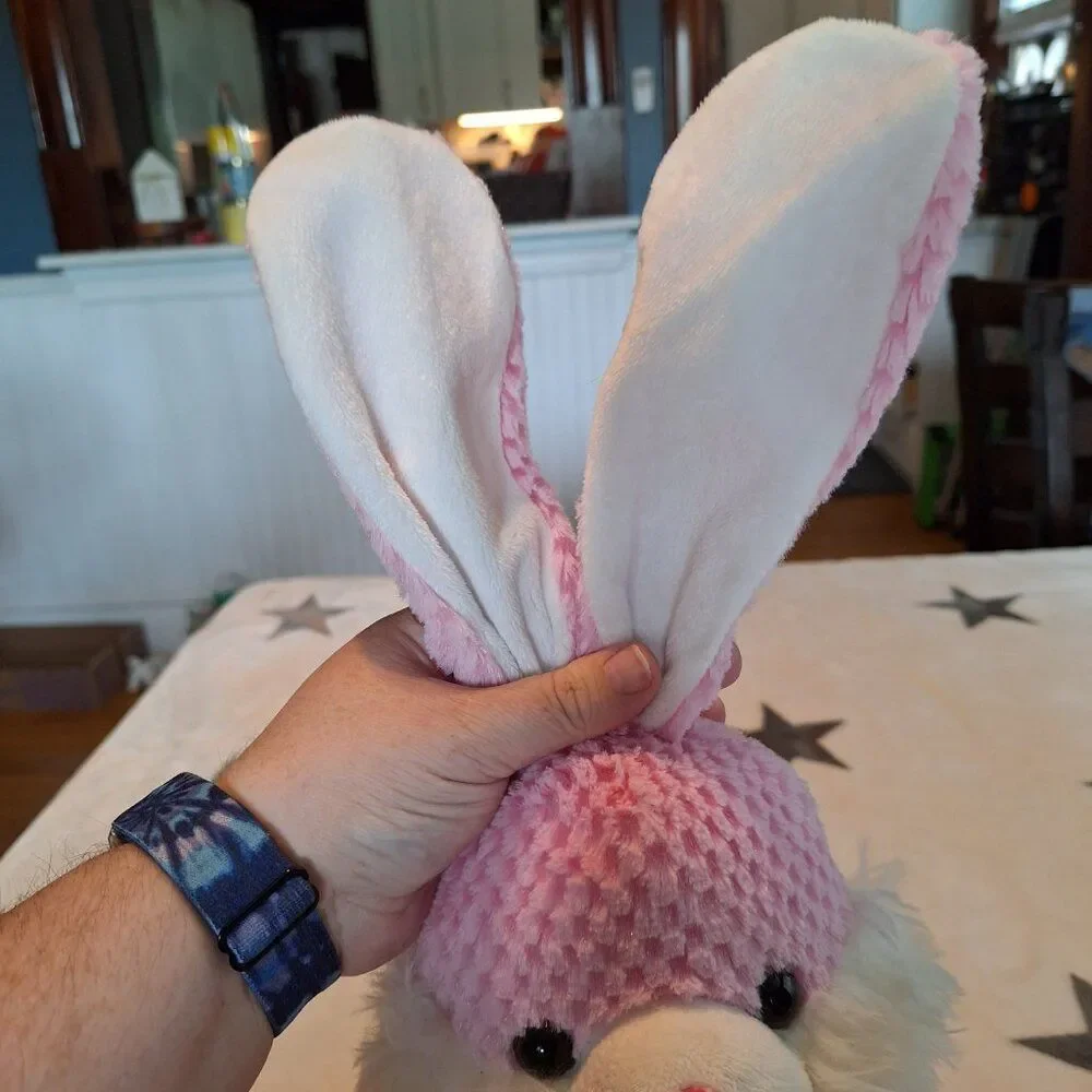 2009 Chrisha Playful Plush Easter Bunny Rabbit Pink Stuffed Animal Jellybean Toe
